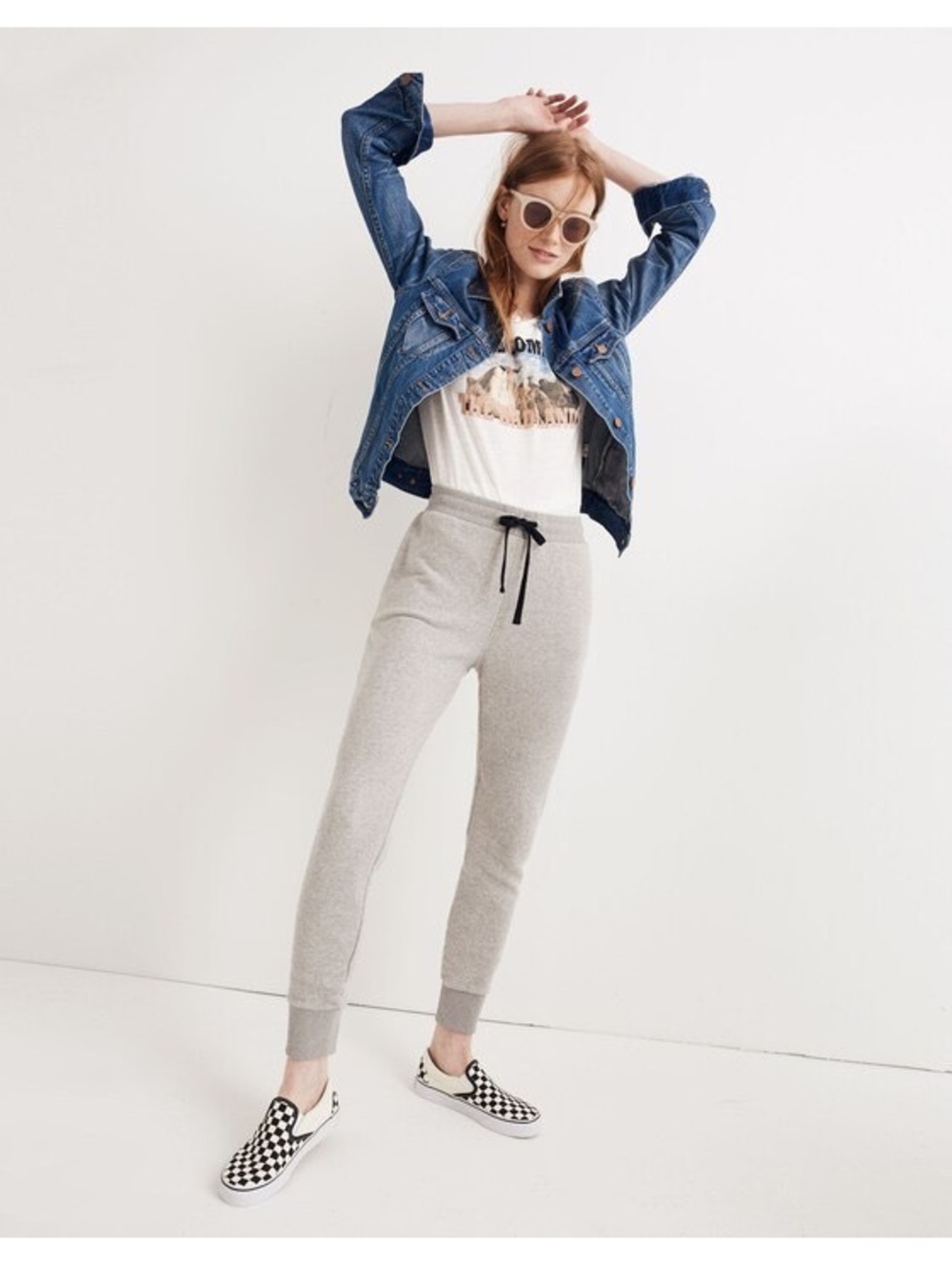 Miles Madewell Gray Cotton Blend Terry Trouser Jogger Sweatpants Drawstring